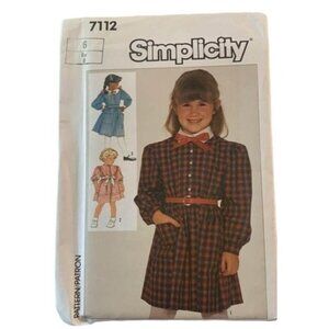 Simplicity Child Dress Sewing Pattern 7112 Size 6 Uncut Vintage 1980s Fashion Fu